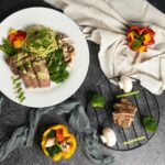 “균형 잡힌 식단이 답이다…나만의 건강한 식사 습관 만들기” a white plate topped with meat and veggies